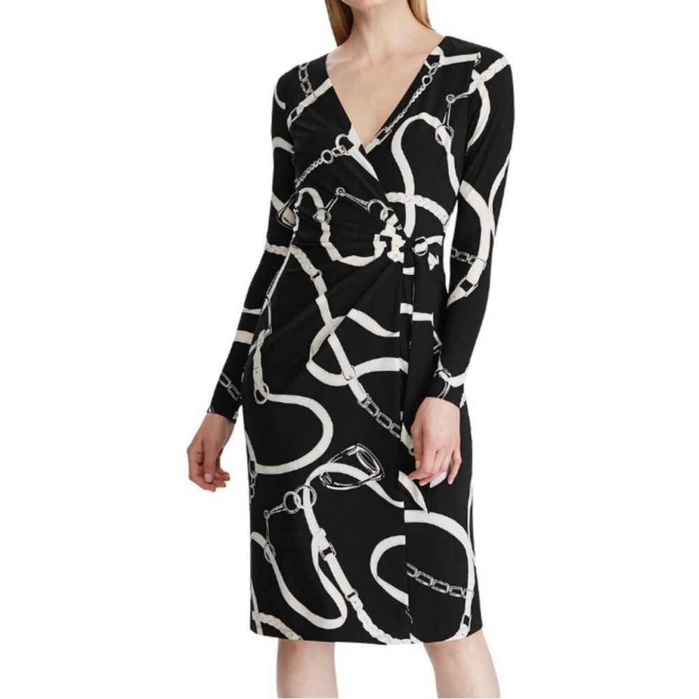 Ralph Lauren dress size 12P Black and White Chain Print Dress $145
